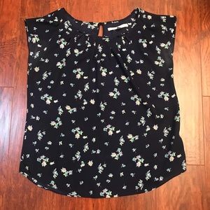 Lauren Conrad Navy Blue Floral Top
